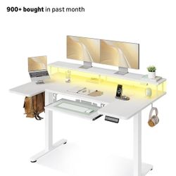OffiGo U Shape 55 in Electric Standing Desk w/ Keyboard Tray 