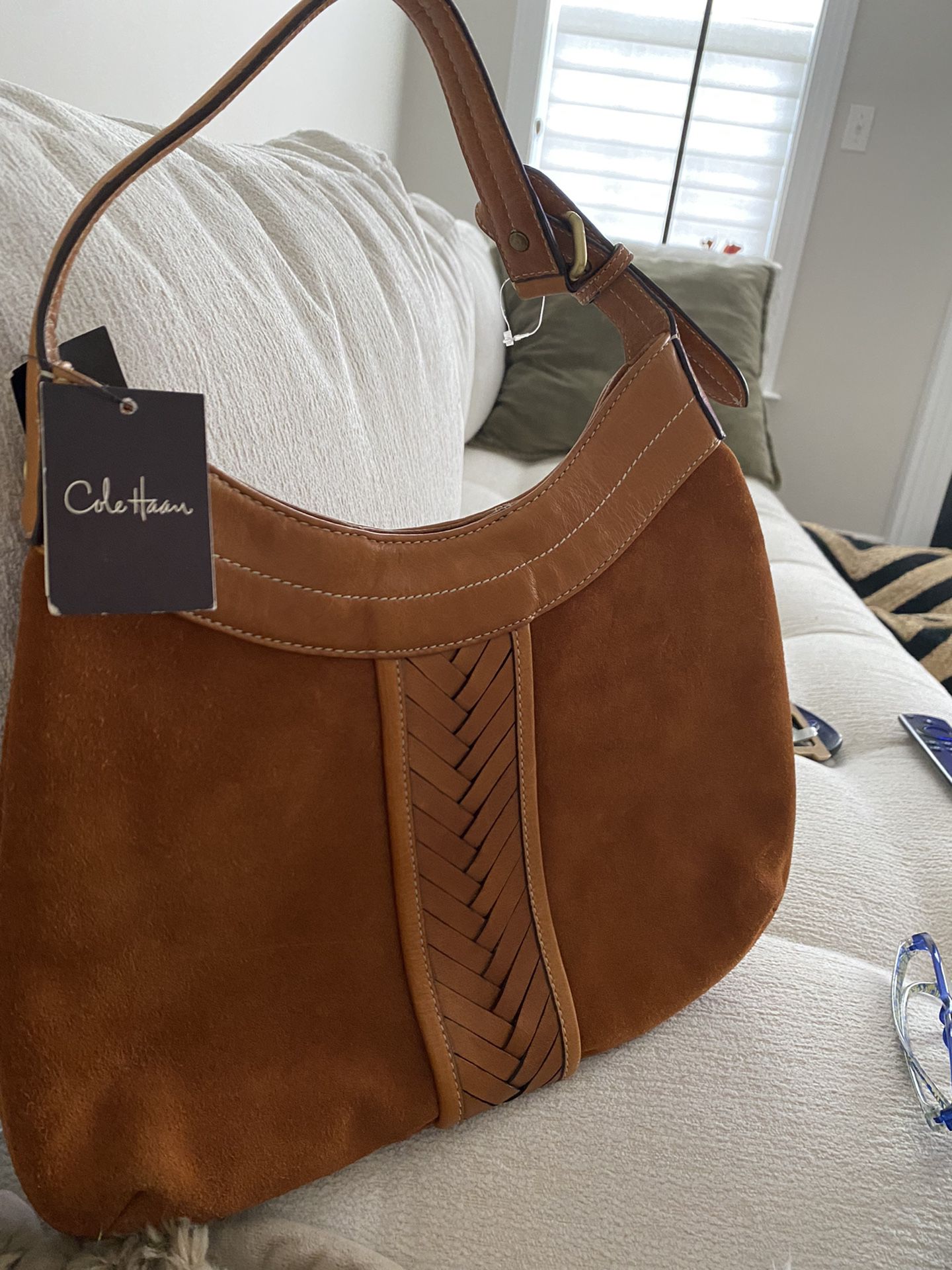 Suede and Leather Handbag 