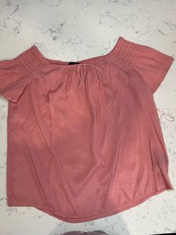 Pink Off-Shoulder Blouse with Tie Neckline