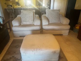 Oversized Accent Chairs and Ottoman Set