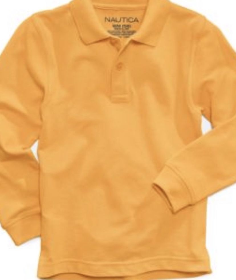 Nautica Long-Sleeve School Uniform Polo, Little Boys Size: S (4)Color: Gold