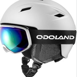 Odoland Ski Helmet and Goggles Set, Snowboard Helmet Glasses for Men,