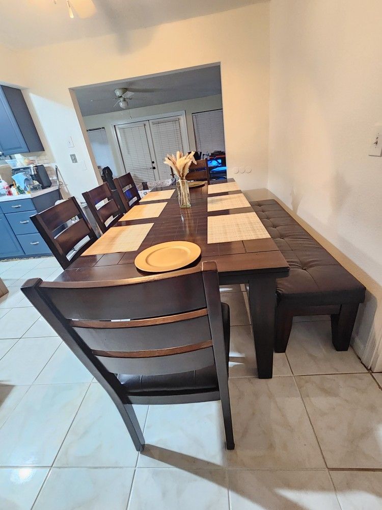 Hardwood Extendable Dining Table Set.