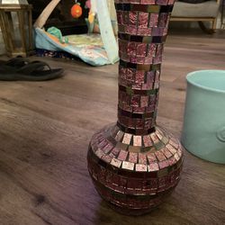 Pink Mosaic Flower Vase