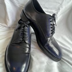 Prada Size 11 Antique Blue Textured Leather Track Sole Lace Up Derby’s 