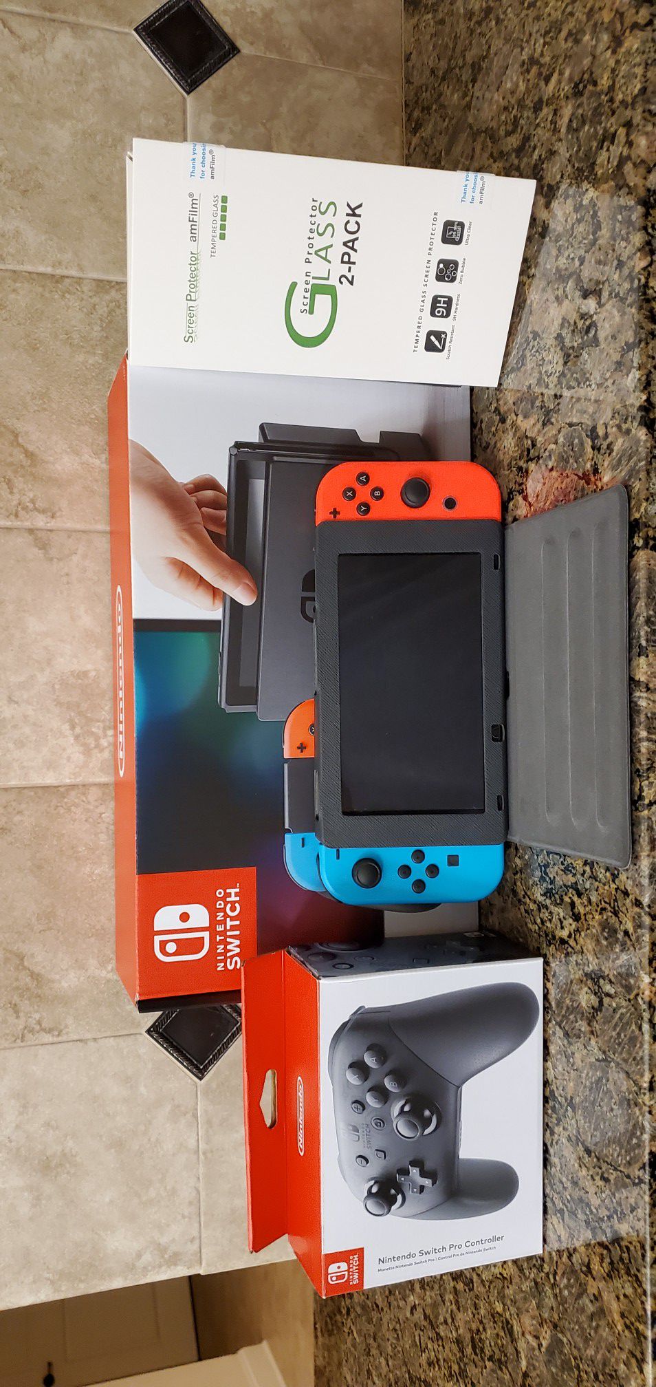 Nintendo Switch with Pro controller and extras