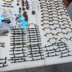 Table Full Of Vintage Drawer Or Door Pulls 