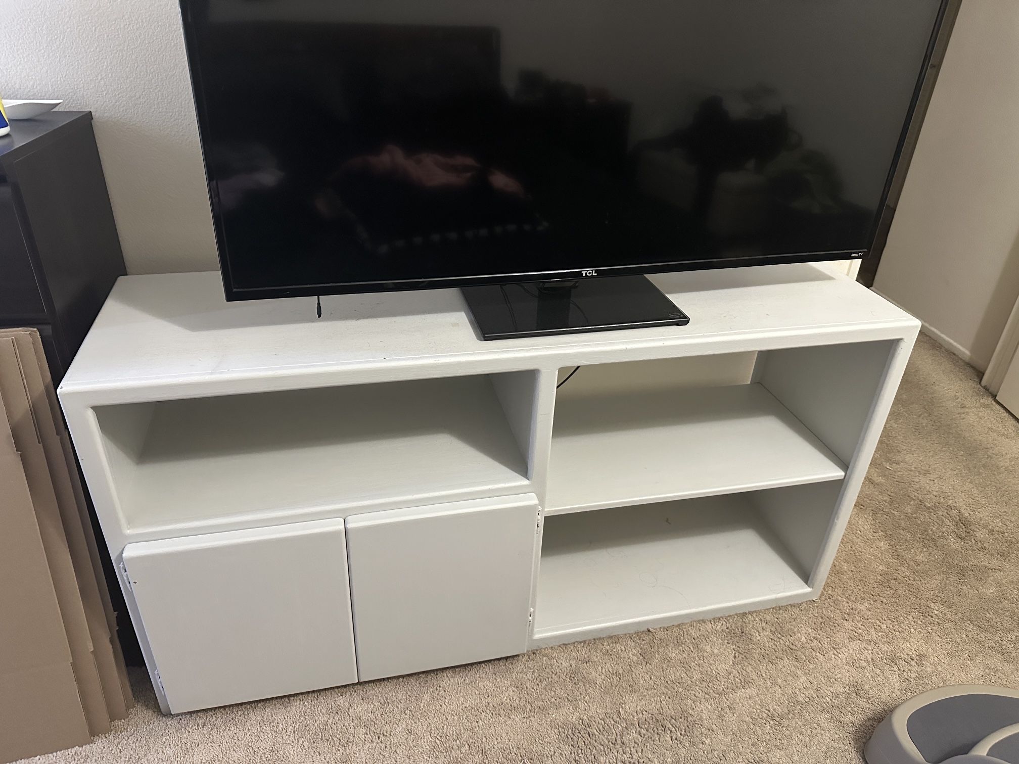 White Wooden TV Stand / Media Console with Storage