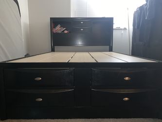 Queen size bed frame storage