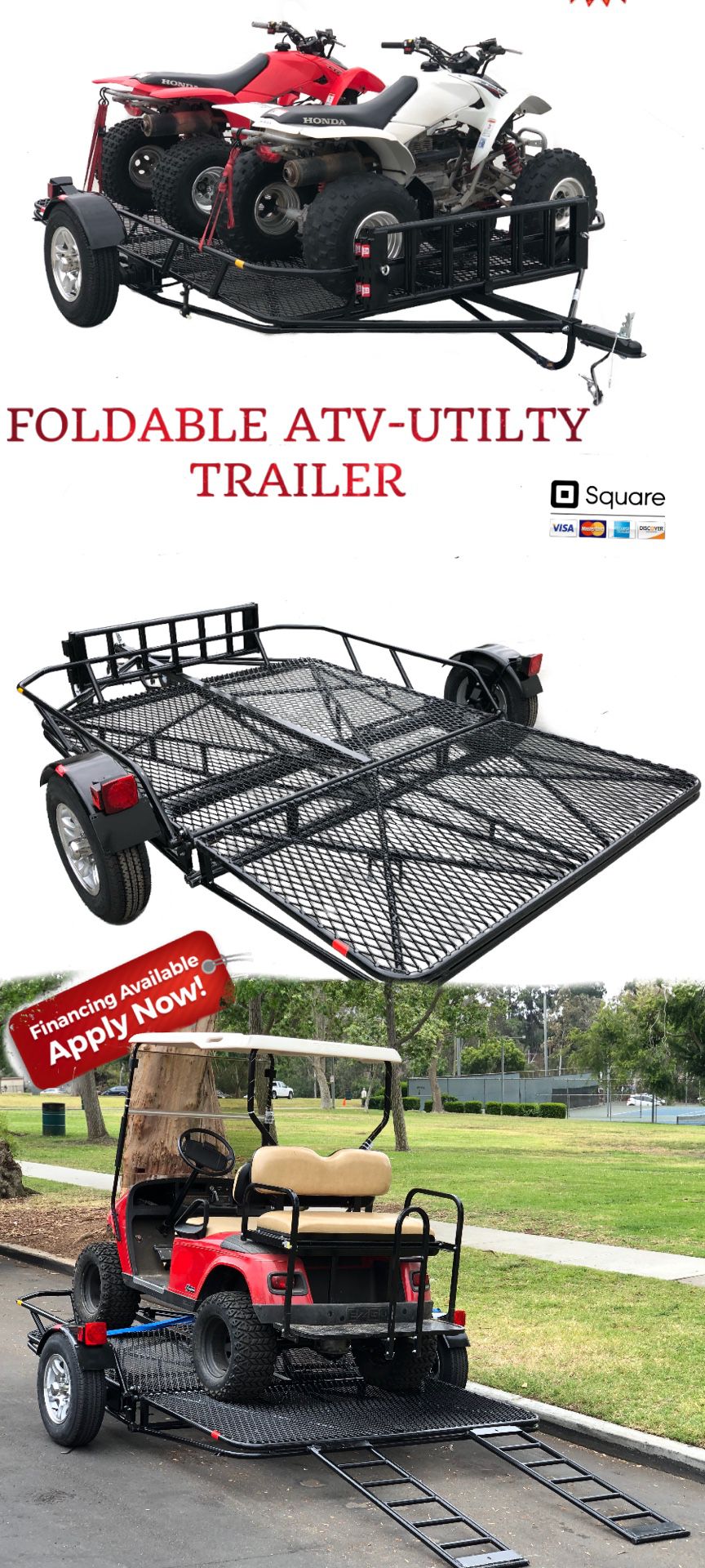 Foldable Utility Trailer for- ATV UTV Golf Cart Car wash Mobile Wash Trailer Toy hauler- Located in LOS ANGELES