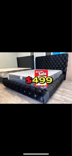 Queen size bed frame with mattress