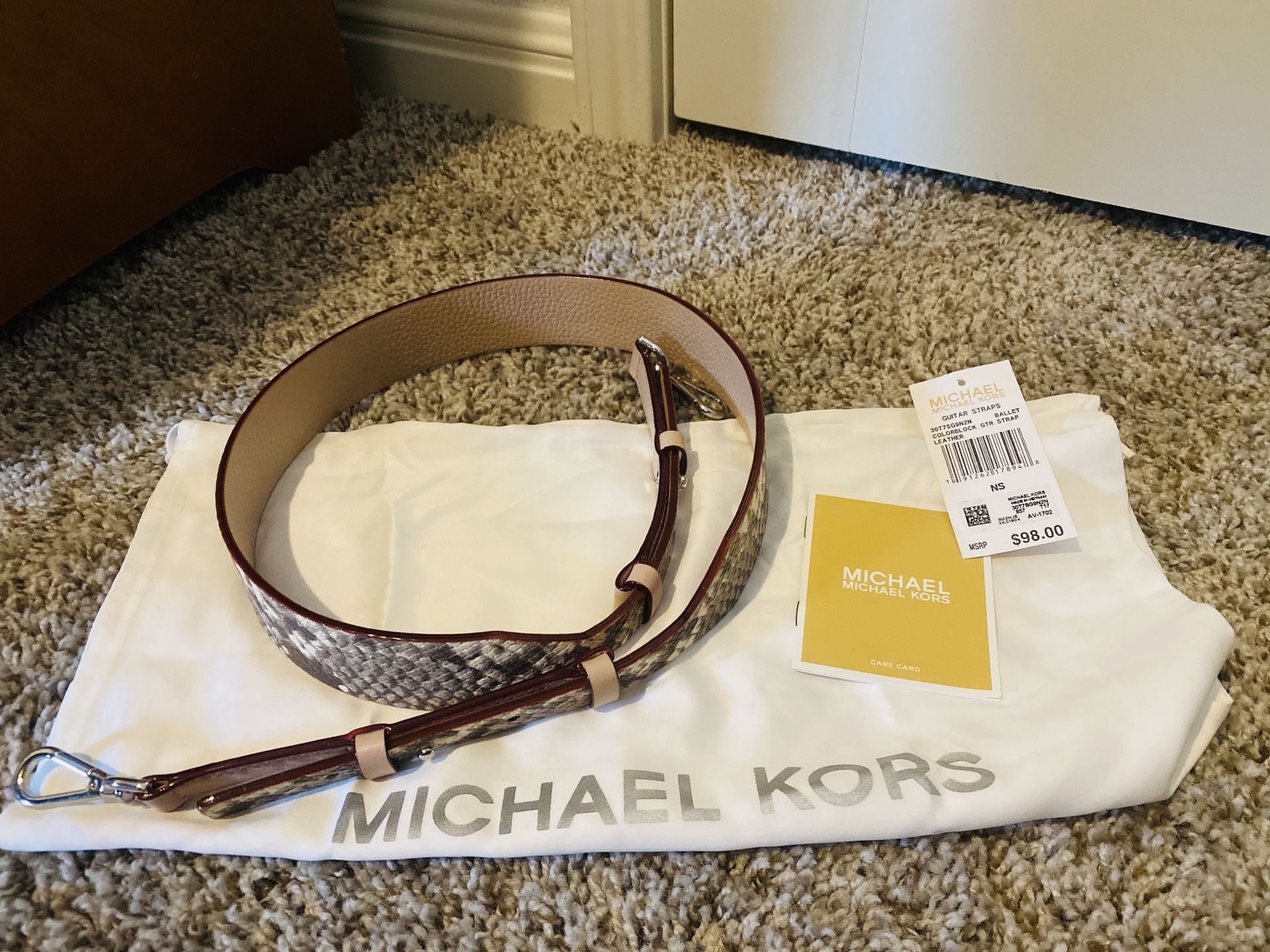 Michael Kors Pink Snake Skin Guitar Purse Strap