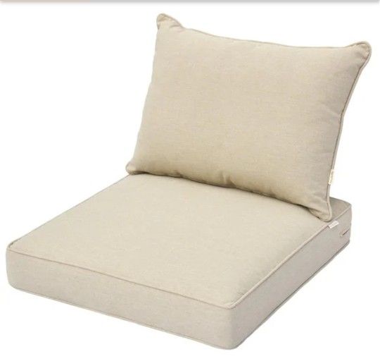 Tecci 25 in. x 25 in. Olefin 2-Piece Deep Seating Outdoor Lounge Chair Cushion in Beige