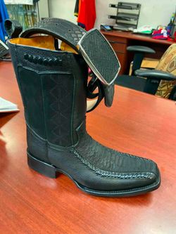 Nuevas botas vaqueras de piel Dubái con cinturón para hombre