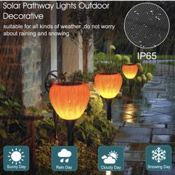 4 Pcs Solar Pathway Lights Outdoor Waterproof Halloween,Solar Powered Garden Decorations,LED Landscape Path Lights for Patio, Lawn,Yard,Walkway