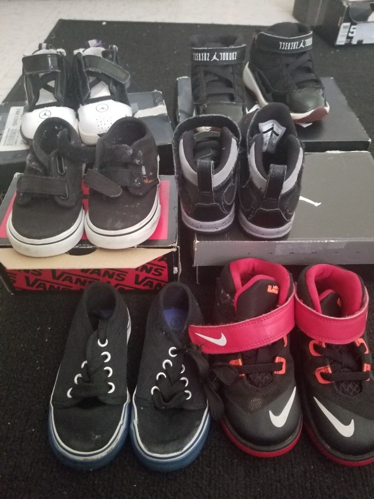 3 boxes of Jordan's one box of nike two boxes of vans