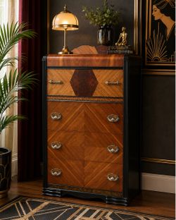 ✨ Art Deco Vintage Inlaid Chest of Drawers| Dresser | Statement Piece