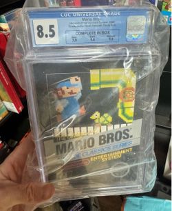 1st Print Black Box - Gloss Sticker Mario Bros. NES CGC Graded 8.5 Complete in Box