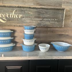 Vintage Pyrex Snowflake Blue 