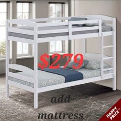 TWIN BUNK BED DEAL ADD MATTRESS $99 FINANCING IS AVAILABLE IS EASY TO QUALIFY NO CREDIT CHECK
