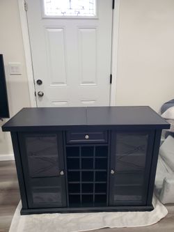 Crosley alexandria sliding top bar cabinet