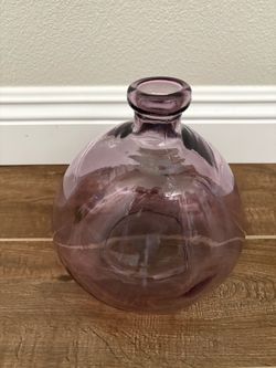 Pink recycled glass balloon vase featuring a rounded, organic bubble shape