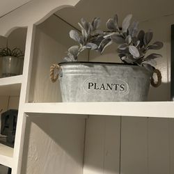 Metal Bucket Faux Plant Decor 