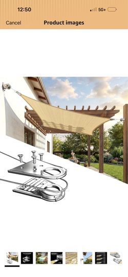 ColourTree Super Ring 20' x 24' Beige Square Sun Shade Sail, Commercial Grade UPF50 Canopy, Reinforced Corners & Edges, 260 GSM Fabric Heavy Duty -5 Y