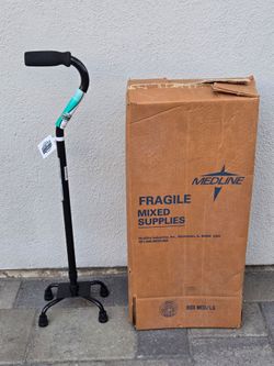 Medline Quad Cane, Small Base, Black