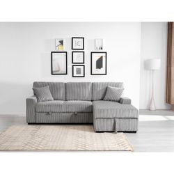 Corduroy Fabric RIGHT chaise Sectional Sofa Bed