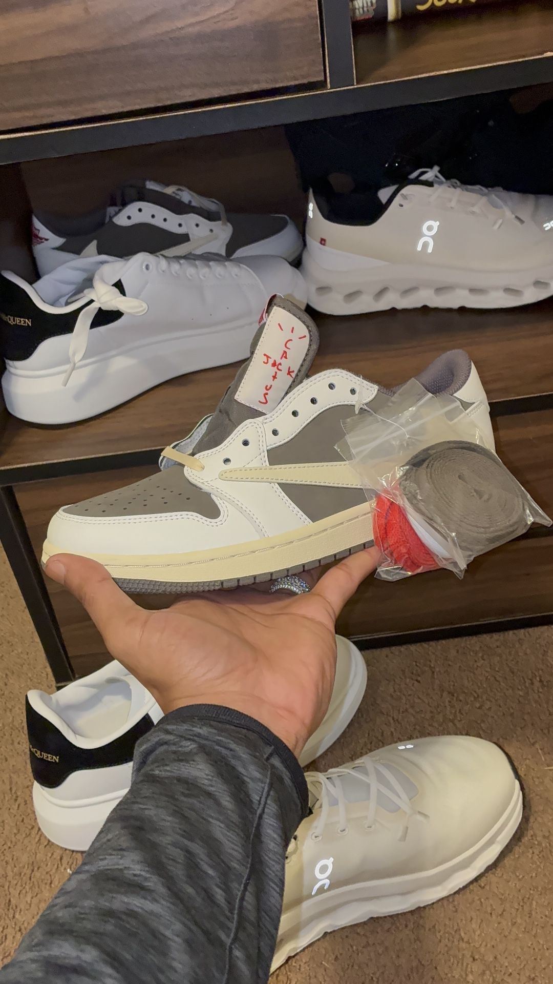 Travis Scott’s Air Jordan Dunks Size 8.5 Color Khaki/Green/Red