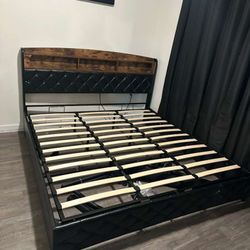 King size bed  with power outlets headrests and phone charger