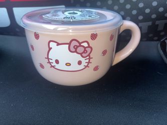 Hello Kitty Pink Large Mug Pressure Release lid NEW NWT