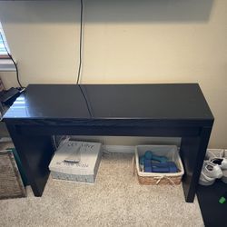 Black Wooden Desk With Glass Top