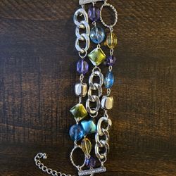 Silverstone & Plastic Bead Bracelet