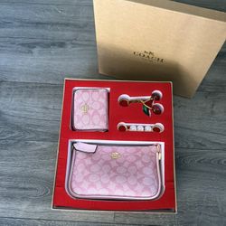COACH PINK SHOULDER BAG GIFT SET