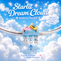 Sterling Silver Starlit Dream Cloud Dangle Charm on card