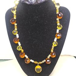 Faceted Glass Crystal Beads. Dark And Light Amber Color