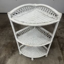 Wicker 3-tier Corner Shelves.