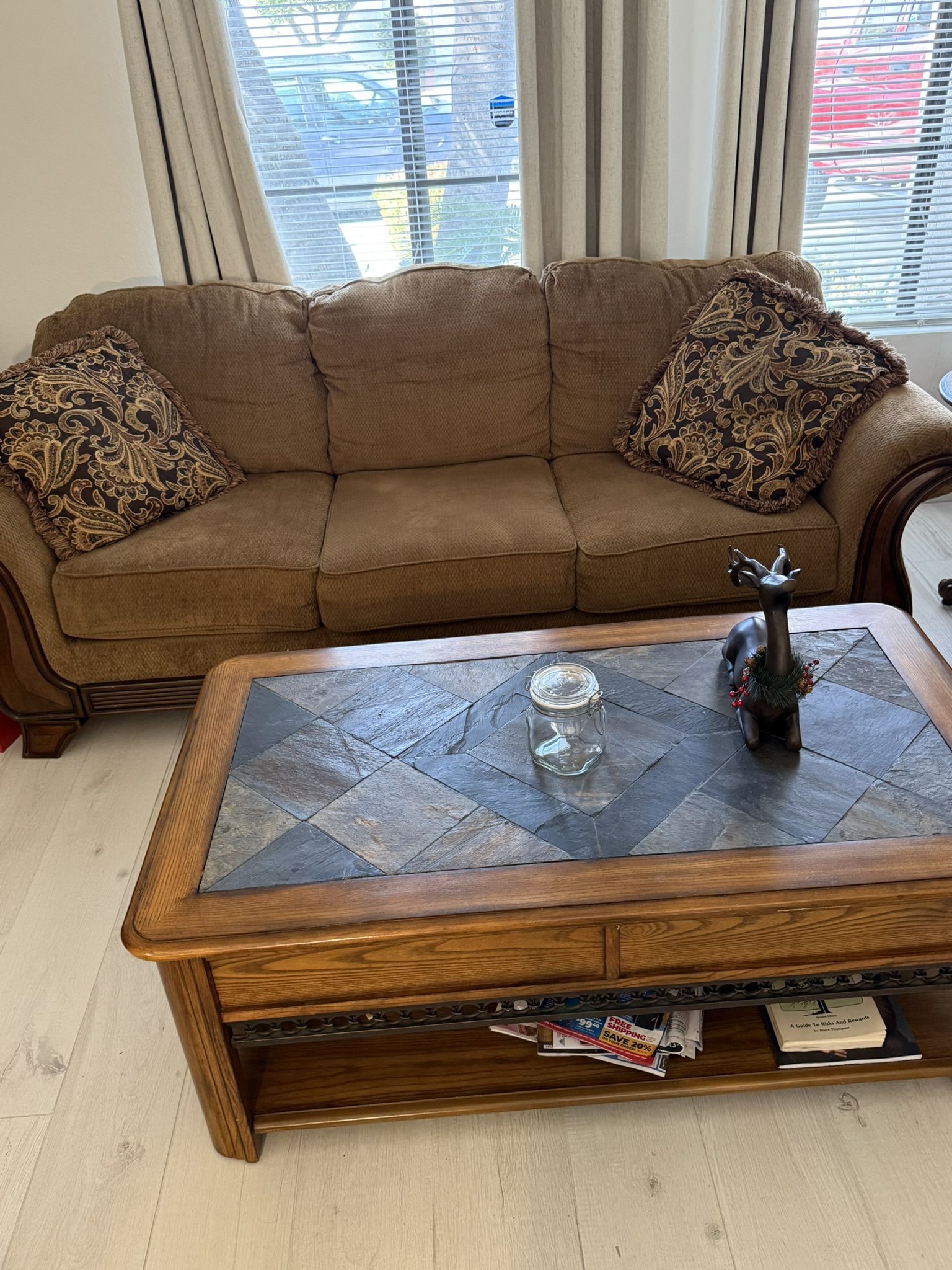 Brown Sturdy Wood Couches Plush