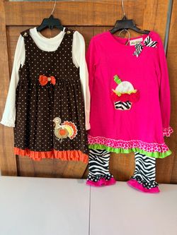 Girls Thanksgiving Dress & Cupcake 2-piece Outfit (Girls Size 6)