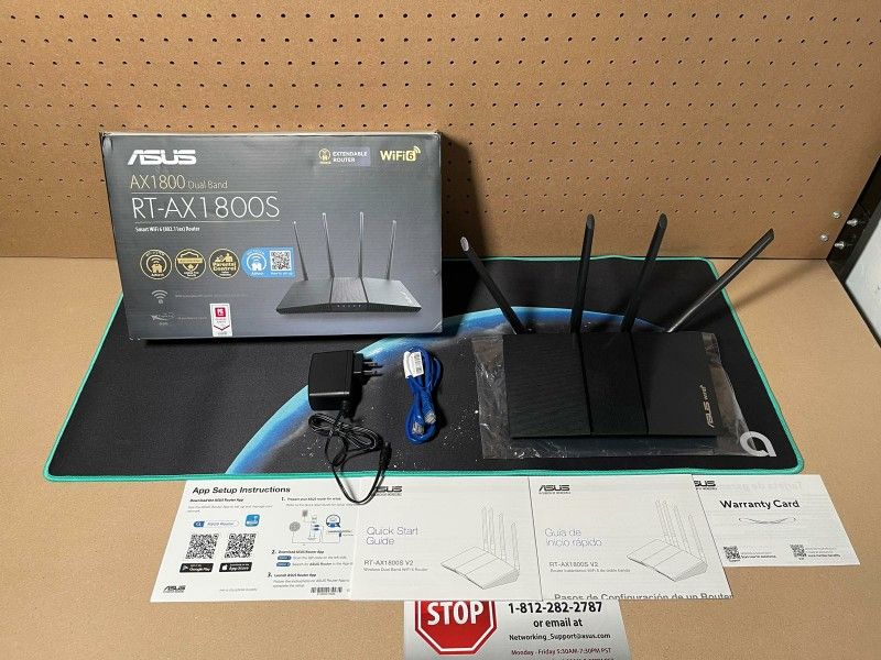 New ASUS RT-AX1800S Dual Band WiFi 6 Extendable Router, Subscription-Free Network Security, Parental Control, Built-in VPN, AiMesh Compatible, Gaming 
