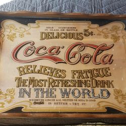 Vintage 1970's Coca-Cola Wood Mirror Tray