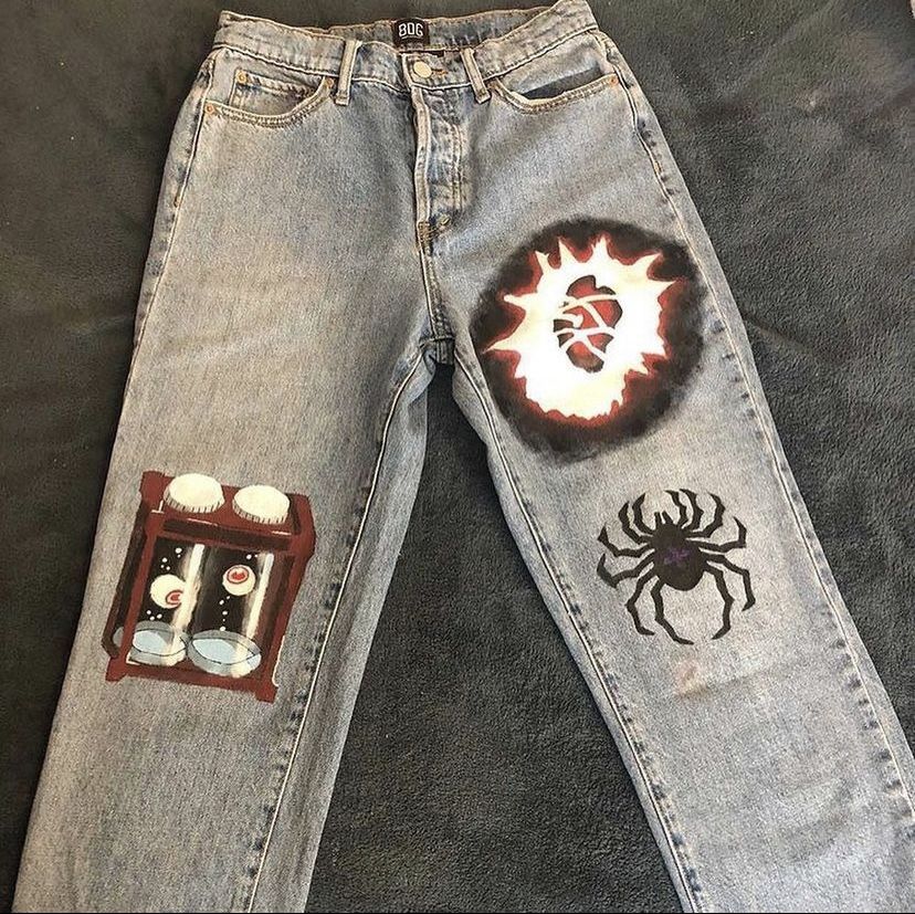 custom anime hand painted jeans!