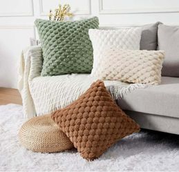 Plush Textured Decorative Throw Pillow with Zipper - 16x16 Inches