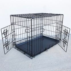 $40 (New in box) Folding 30” dog cage 2-door folding pet crate kennel w/ tray 30”x18”x20”