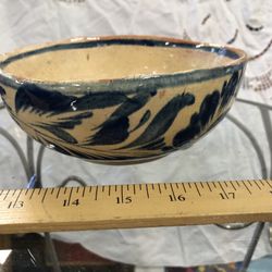Antique Blue Ceramic Bowl (Hairline)