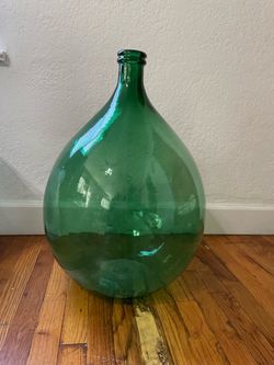 Giant Vintage Green Glass Demijohn