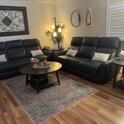 2 Reclining Sofas; 2 End Tables; 1 Coffee Table; 2 Accent Chairs 
