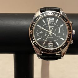 Brand new Collezio watch. Black leather band  Stainless steel. Collezio watch#(contact info removed)